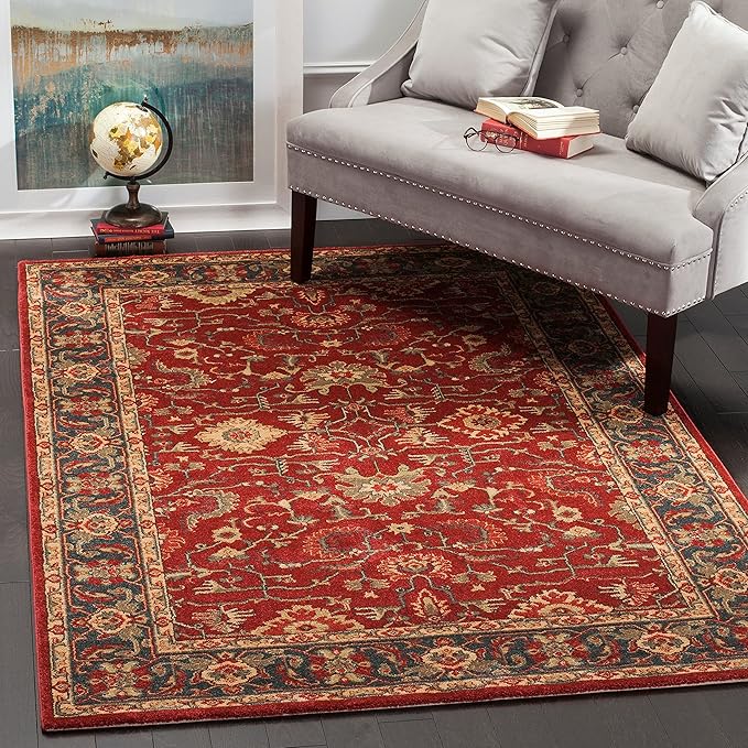SAFAVIEH Area Rug 8x10 - Mahal Collection - Large - Beige & Red, Traditional Oriental Design, Non-Shedding & Easy Cleaning, Ideal for Living Room, Bedroom, Office, Dining Space (MAH693B)