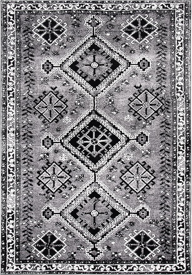 SAFAVIEH Area Rug 8x10 - Vintage Hamadan Collection - Large - Grey & Black, Oriental Distressed Design, Non-Shedding & Easy Cleaning, Ideal for Living Room, Bedroom, Office, Dining Space (VTH293F)