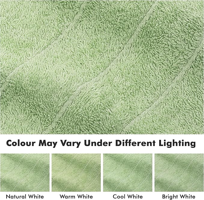Bath Towels Set of 8 – 100% Cotton (Light Green) Bathroom Towel Set Bale Includes 2 Bath, 2 Hand, 4 Face Towels – Soft, Absorbent & Quick Dry Towel for Bathroom, Spa, Kitchen, Hotel Use