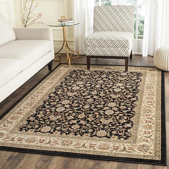 SAFAVIEH Lyndhurst Collection Accent Rug - 3'3" x 5'3", Black & Ivory, Traditional Oriental Design, Non-Shedding & Easy Care, Ideal for High Traffic Areas in Entryway, Living Room, Bedroom (LNH316B)