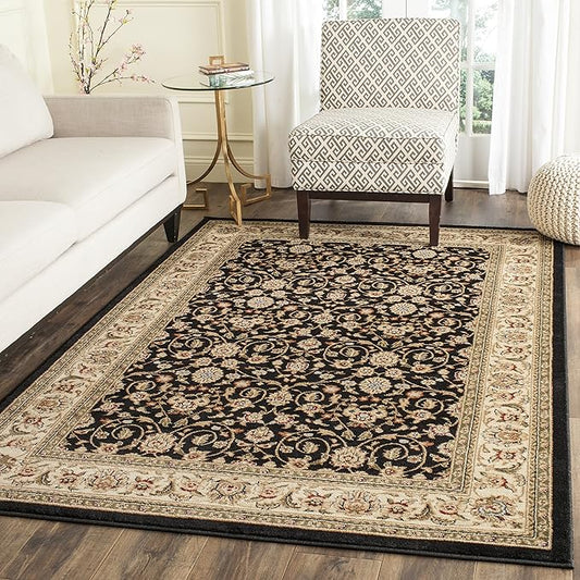 SAFAVIEH Lyndhurst Collection Accent Rug - 3'3" x 5'3", Black & Ivory, Traditional Oriental Design, Non-Shedding & Easy Care, Ideal for High Traffic Areas in Entryway, Living Room, Bedroom (LNH316B)