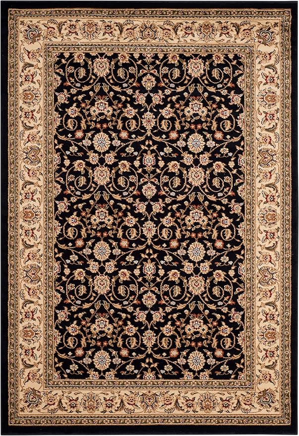 SAFAVIEH Lyndhurst Collection Area Rug - 6' x 9', Black/Ivory, Geometric Design, Ideal for High Traffic Areas in Living Room, Bedroom, Dining (LNH316B)