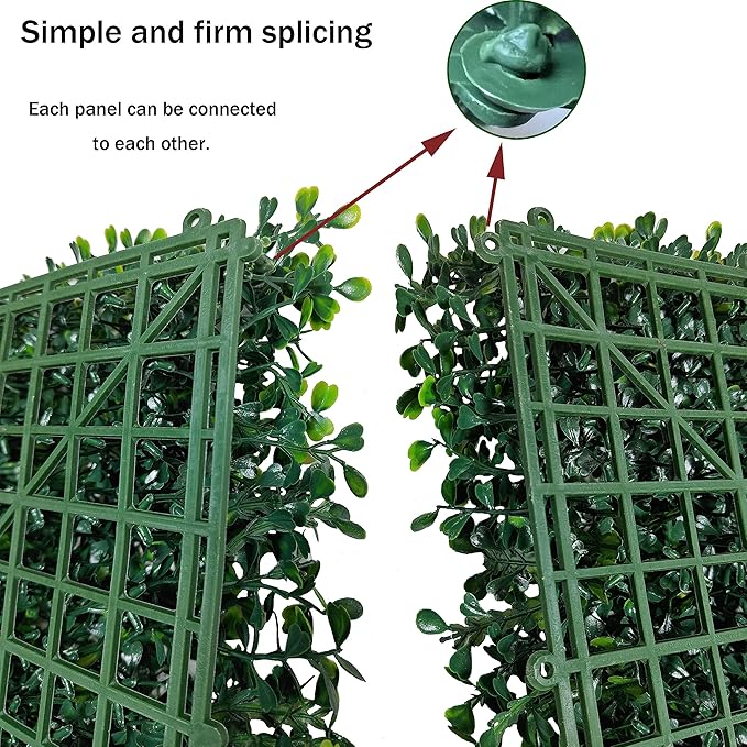 Artificial Boxwood Roll: 5FT X 10FT (50 sqft) UV-Anti Faux Ivy Boxwood Hedge Leaf Grass Wall for Patio Balcony Privacy, Garden, Backyard Greenery Wall Backdrop and Fence Decor