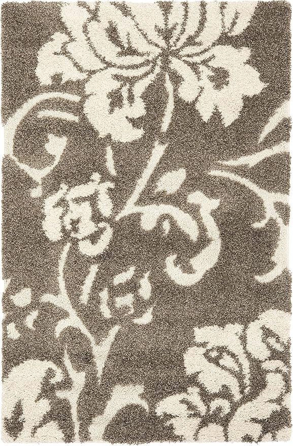 SAFAVIEH Florida Shag Collection Accent Rug - 3'3" x 5'3", Smoke & Beige, Non-Shedding & Easy Care, 1.2-inch Thick Ideal for High Traffic Areas in Foyer, Living Room, Bedroom (SG458-7913)