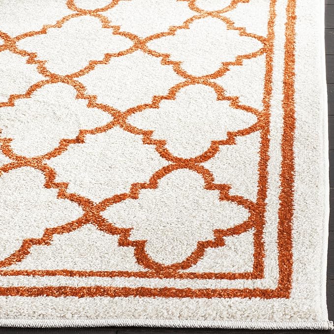 SAFAVIEH Amherst Collection Runner Rug - 2'3" x 7', Beige & Orange, Moroccan Trellis Design, Non-Shedding & Easy Care, Ideal for High Traffic Areas in Living Room, Bedroom (AMT422F)