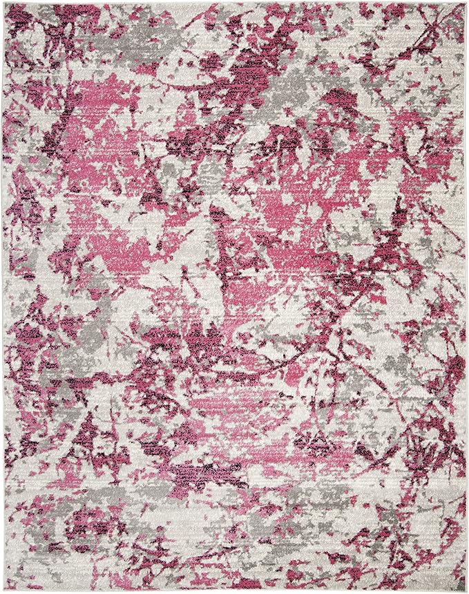 SAFAVIEH Skyler Collection 10' x 14' Pink/Ivory SKY186N Modern Abstract Non-Shedding Living Room Dining Bedroom Area Rug