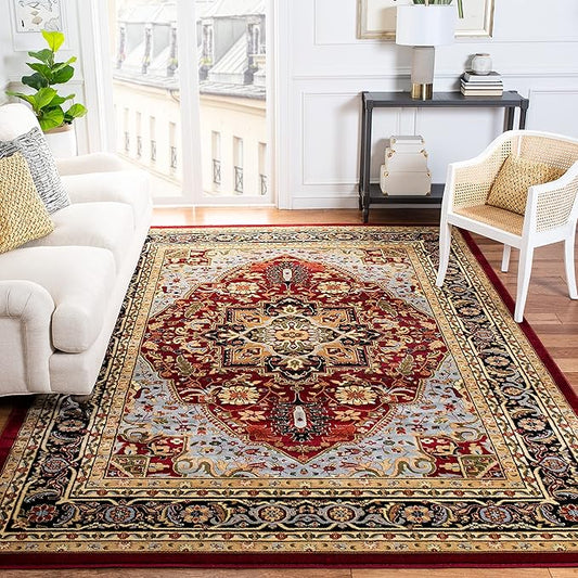 SAFAVIEH Lyndhurst Collection Area Rug - 9' x 12', Red & Black, Traditional Oriental Design, Non-Shedding & Easy Care, Ideal for High Traffic Areas in Living Room, Bedroom (LNH330B)