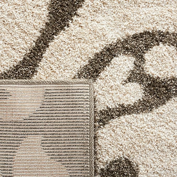 SAFAVIEH Florida Shag Collection Runner Rug - 2'3" x 9', Smoke & Beige, Floral Design, Non-Shedding & Easy Care, 1.2-inch Thick Ideal for High Traffic Areas in Living Room, Bedroom (SG458-7913)