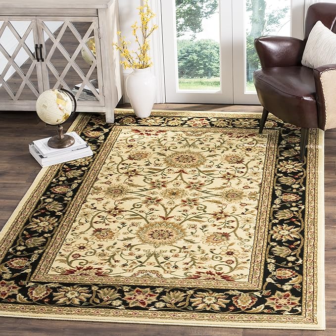 SAFAVIEH Lyndhurst Collection Accent Rug - 4' x 6', Ivory & Black, Traditional Oriental Design, Non-Shedding & Easy Care, Ideal for High Traffic Areas in Entryway, Living Room, Bedroom (LNH212B)