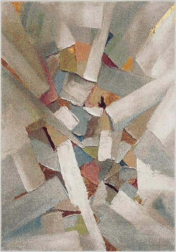 SAFAVIEH Porcello Collection Accent Rug - 4' x 6', Grey & Multi, Modern Abstract Design, Non-Shedding & Easy Care, Ideal for High Traffic Areas in Entryway, Living Room, Bedroom (PRL6937B)