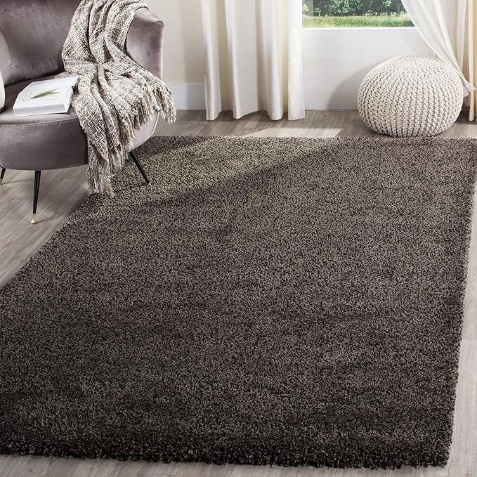 SAFAVIEH Santa Monica Shag Collection 3' x 5' Mushroom SGN725 Solid Non-Shedding Living Room Bedroom Dining Room Entryway Plush 2-inch Thick Area Rug