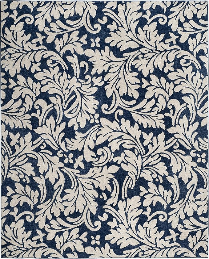SAFAVIEH Area Rug 8x10 - Amherst Collection - Large - Navy & Ivory, Floral Pattern, Non-Shedding & Easy Cleaning, Ideal for Living Room, Bedroom, Office, Dining Space (AMT425P)