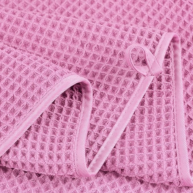 430 GSM Microfiber Oversize Quick Dry Lint Free Bath Towel, 60 x 30 in, 4 Pack (Waffle Weave)