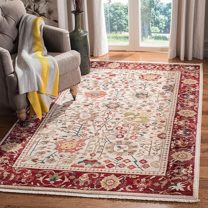 SAFAVIEH Area Rug 8x10 - Kashan Collection - Large - Blue & Tan, Traditional Oriental Design, Non-Shedding & Easy Cleaning, Ideal for Living Room, Bedroom, Office, Dining Space (KSN303G)
