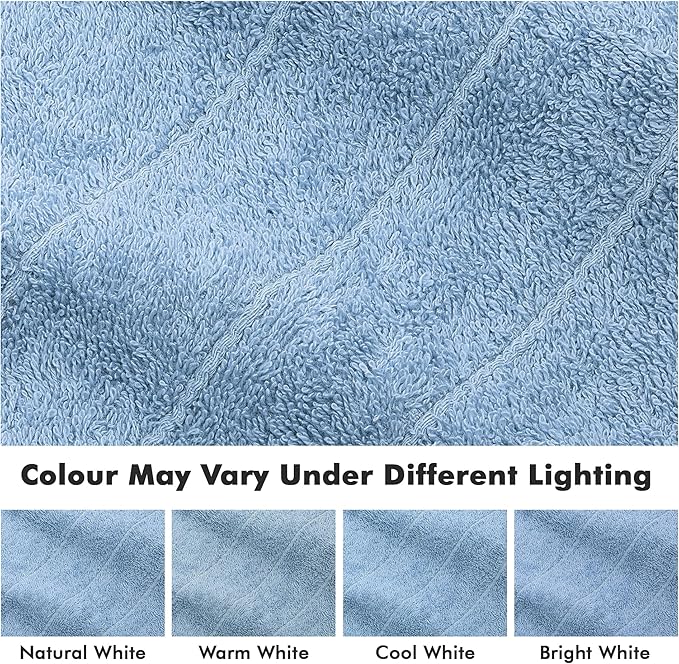 Bath Towels Set of 8 – 100% Cotton (Sky Blue) Bathroom Towel Set Bale Includes 2 Bath, 2 Hand, 4 Face Towels – Soft, Absorbent & Quick Dry Towel for Bathroom, Spa, Kitchen, Hotel Use
