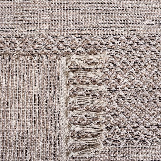 SAFAVIEH Montauk Collection Accent Rug - 3' x 5', Ivory & Steel Grey, Handmade Flat Weave Boho Farmhouse Cotton Tassel Fringe, Ideal for High Traffic Areas in Entryway, Living Room, Bedroom (MTK330M)