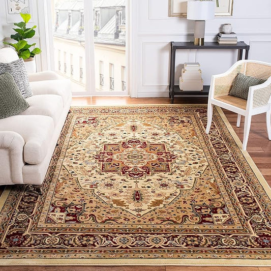 SAFAVIEH Lyndhurst Collection X-Large Area Rug - 12' x 18', Ivory & Red, Traditional Oriental Design, Non-Shedding & Easy Care, Ideal for High Traffic Areas in Living Room, Bedroom (LNH330A)