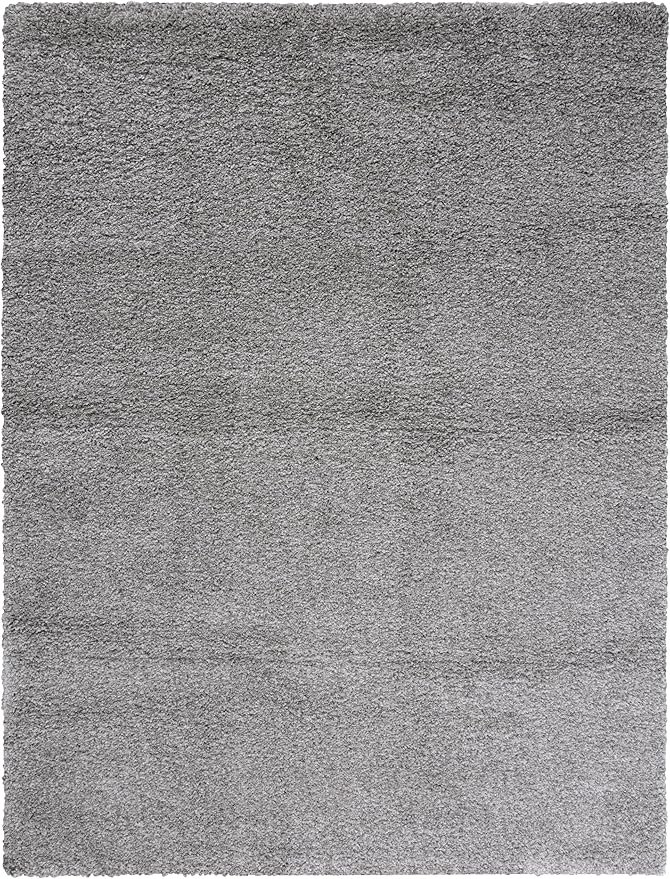 SAFAVIEH Santa Monica Shag Collection 8' x 10' Silver SGN725 Solid Non-Shedding Living Room Bedroom Dining Room Entryway Plush 2-inch Thick Area Rug