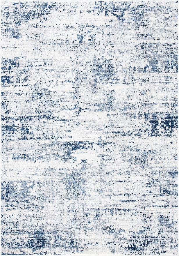 SAFAVIEH Amelia Collection Area Rug - 6' x 9', Ivory & Navy, Modern Abstract Design, Non-Shedding & Easy Care, Ideal for High Traffic Areas in Living Room, Bedroom (ALA700B)