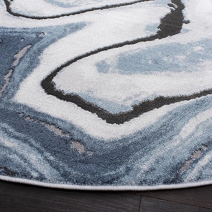 SAFAVIEH Craft Collection 4' Round Blue/Grey CFT819M Modern Abstract Non-Shedding Dining Room Entryway Foyer Living Room Bedroom Area Rug