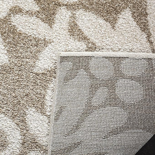 SAFAVIEH Amherst Collection Area Rug - 9' Square, Wheat & Beige, Floral Design, Non-Shedding & Easy Care, Ideal for High Traffic Areas in Living Room, Bedroom (AMT425S)