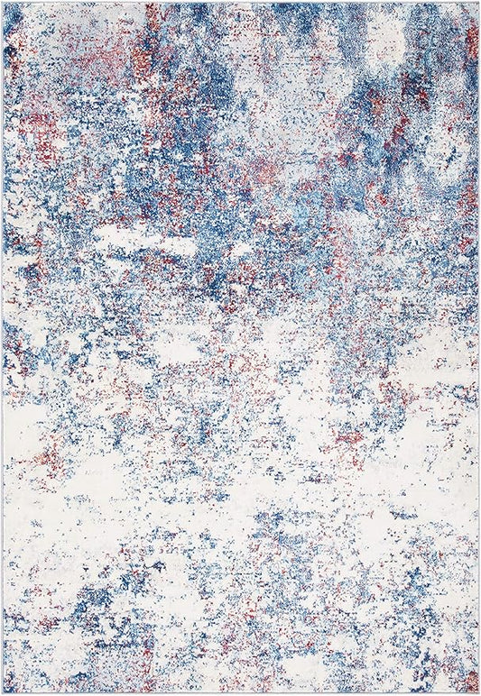 SAFAVIEH Brentwood Collection Accent Rug - 2' x 4', Navy & Red, Modern Abstract Design, Non-Shedding & Easy Care, Ideal for High Traffic Areas in Entryway, Living Room, Bedroom (BNT822N)