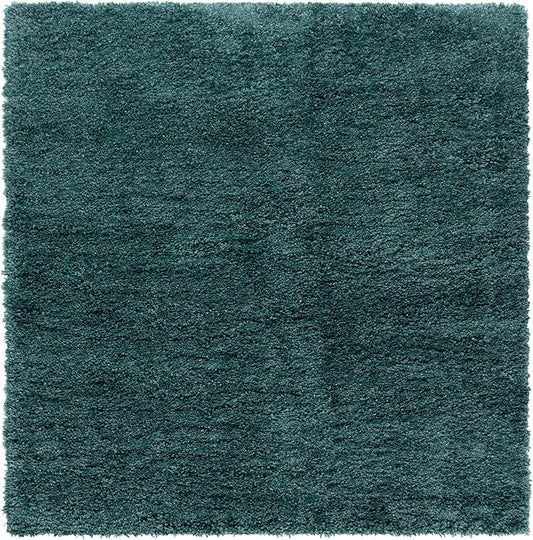 SAFAVIEH Fontana Shag Collection Area Rug - 6'7" Square, Green, Geometric Design, Ideal for High Traffic Areas in Living Room, Bedroom & Dining Room (FNT800Y-7SQ)