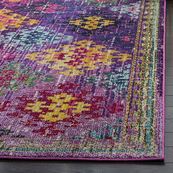 SAFAVIEH Monaco Collection Runner Rug - 2'2" x 8', Purple & Multi, Boho Diamond Trellis Design, Non-Shedding & Easy Care, Ideal for High Traffic Areas in Living Room, Bedroom (MNC244P)