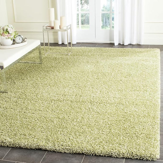 SAFAVIEH Santa Monica Shag Collection 3' x 5' Green SGN725 Solid Non-Shedding Living Room Bedroom Dining Room Entryway Plush 2-inch Thick Area Rug
