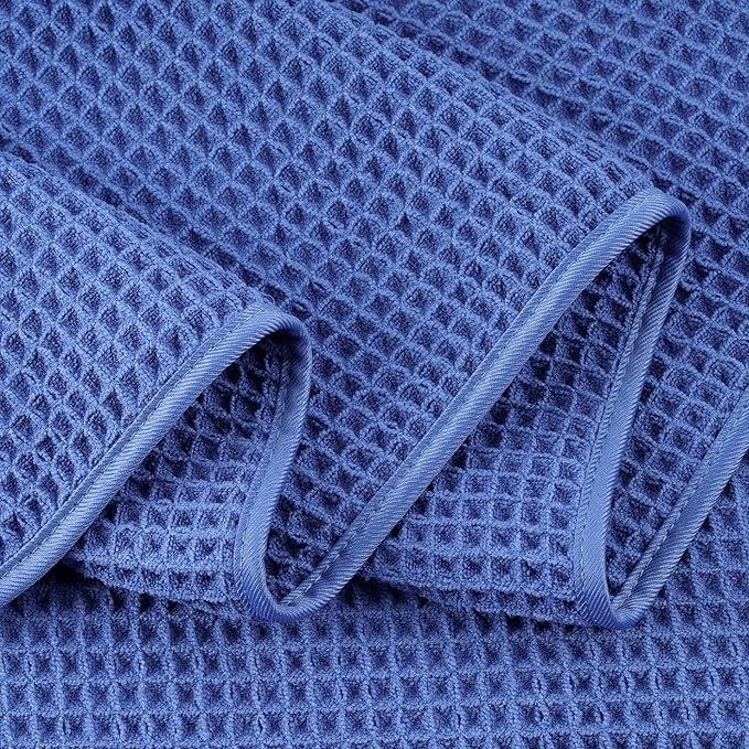 430 GSM Microfiber Oversize Quick Dry Lint Free Bath Towel, 60 x 30 in, 4 Pack (Waffle Weave)