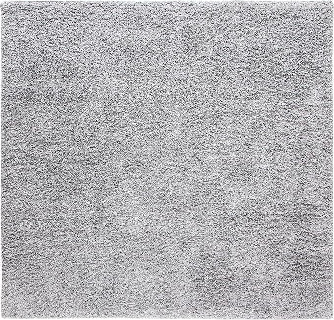 SAFAVIEH August Shag Collection Area Rug - 5' Square, Silver, Solid Design, Non-Shedding & Easy Care, 1.5-inch Thick Ideal for High Traffic Areas in Living Room, Bedroom (AUG200G)