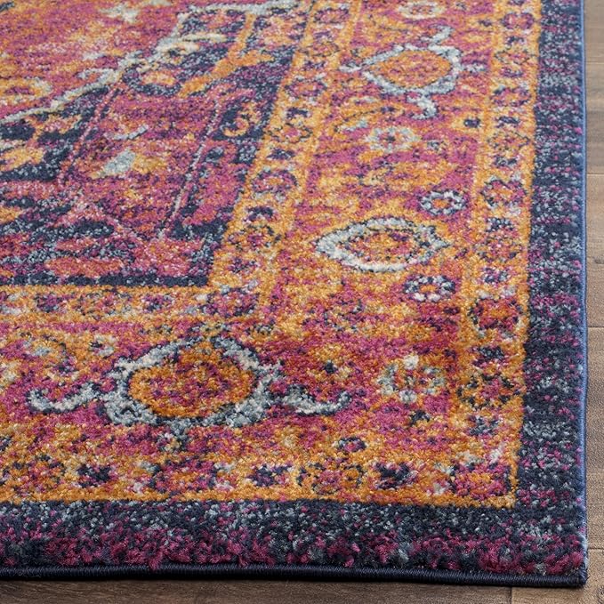 SAFAVIEH Evoke Collection Runner Rug - 2'2" x 11', Fuchsia & Orange, Oriental Medallion Distressed Design, Non-Shedding & Easy Care, Ideal for High Traffic Areas in Living Room, Bedroom (EVK275S)