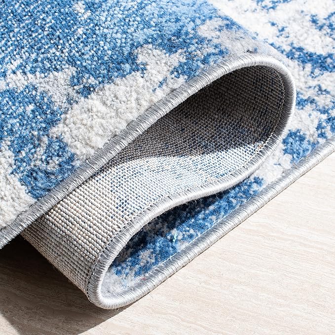 SAFAVIEH Jasper Collection Accent Rug - 2' x 4', Blue & Ivory, Modern Abstract Design, Non-Shedding & Easy Care, Ideal for High Traffic Areas in Entryway, Living Room, Bedroom (JSP101M)