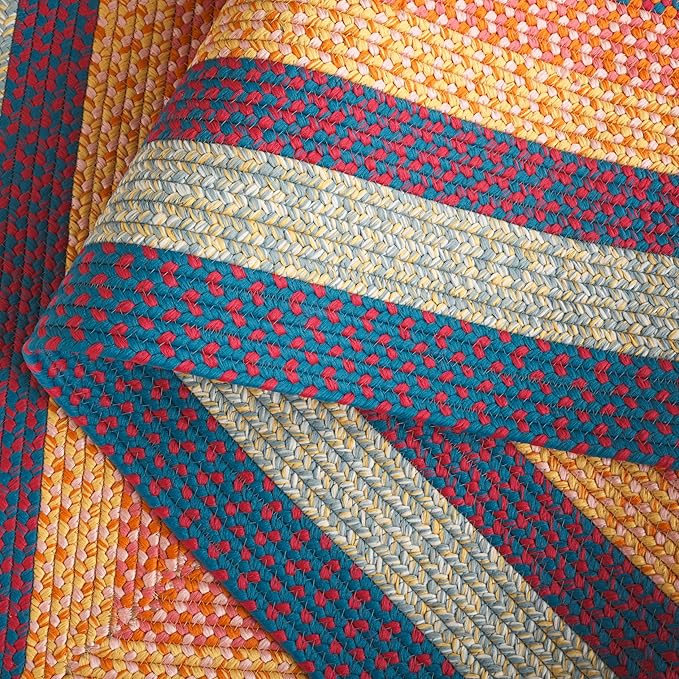 SAFAVIEH Washable Rug Outdoor Braided Collection - 2' x 3', Red & Orange, Handmade & Reversible, Non-Shedding & Easy to Clean, Ideal for Entryway, Patio, Kitchen, Mudroom, Front Door (BRD308Q)