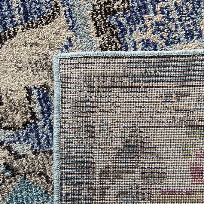 SAFAVIEH Monaco Collection Runner Rug - 2'2" x 14', Navy & Light Blue, Non-Shedding & Easy to Clean, Distressed Medallion Design, Ideal for Hallway, Foyer, Entryway, Kitchen, Bedroom (MNC243N)