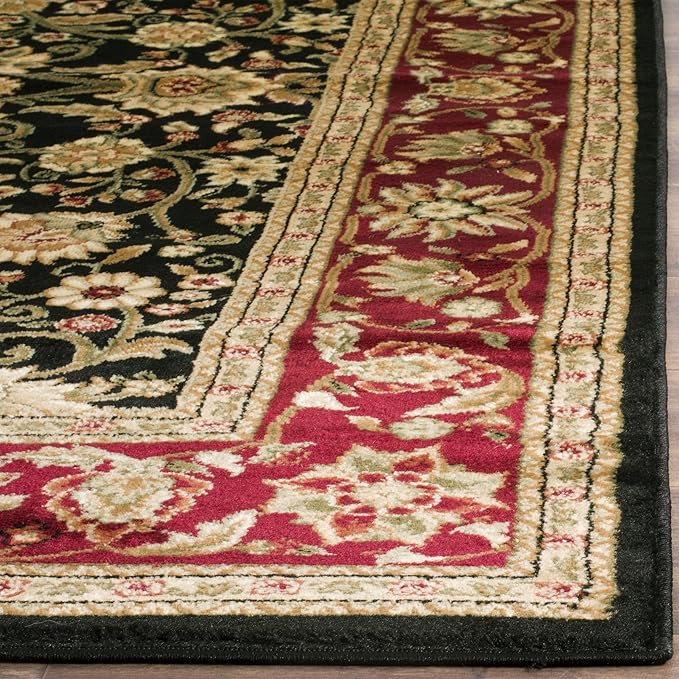 SAFAVIEH Lyndhurst Collection Area Rug - 3'3" Square, Black & Red, Traditional Oriental Design, Non-Shedding & Easy Care, Ideal for High Traffic Areas in Living Room, Bedroom (LNH212G)