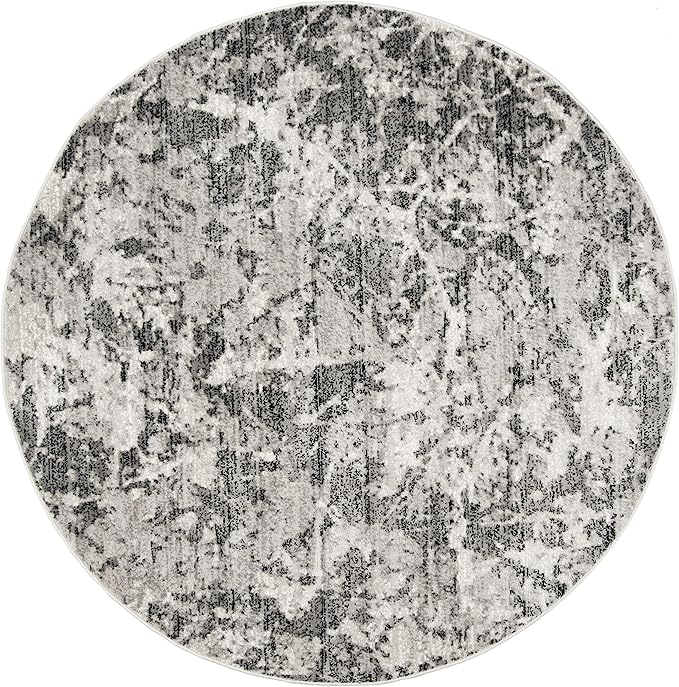 SAFAVIEH Skyler Collection 8' Round Charcoal/Ivory SKY186L Modern Abstract Non-Shedding Living Room Dining Bedroom Foyer Area Rug
