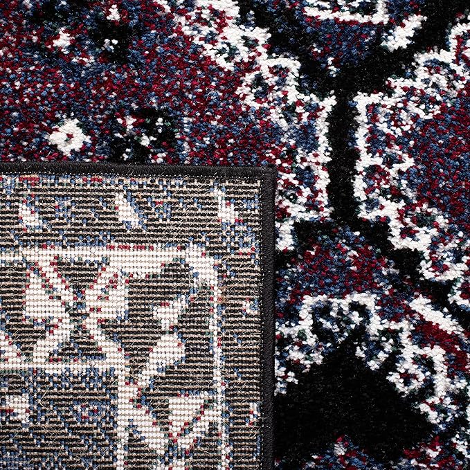 SAFAVIEH Vintage Hamadan Collection Area Rug - 6'7" Square, Purple & Black, Oriental Distressed Design, Non-Shedding & Easy Care, Ideal for High Traffic Areas in Living Room, Bedroom (VTH293V)
