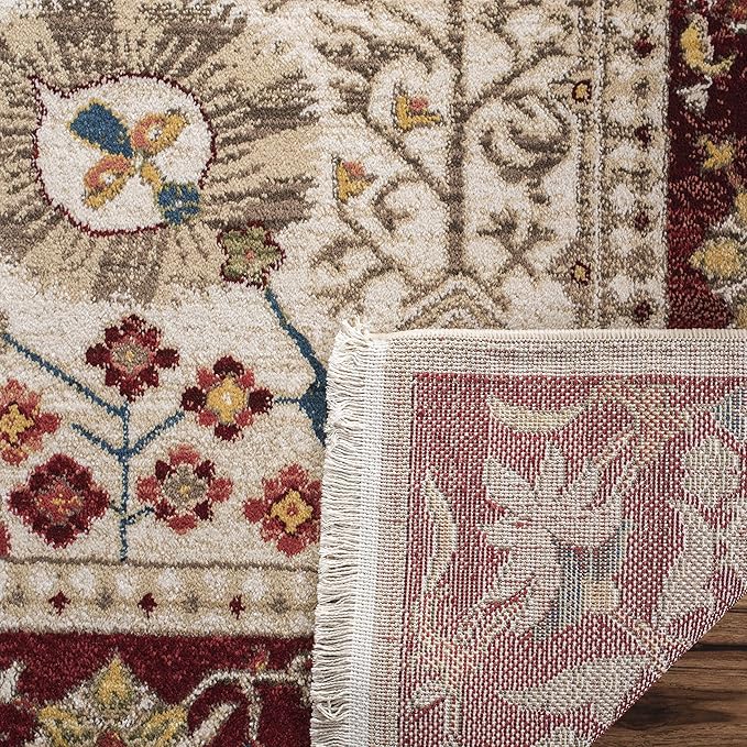 SAFAVIEH Kashan Collection Runner Rug - 2'6" x 12', Ivory & Red, Traditional Oriental Design, Non-Shedding & Easy Care, Ideal for High Traffic Areas in Living Room, Bedroom, Dining (KSN303D-212)