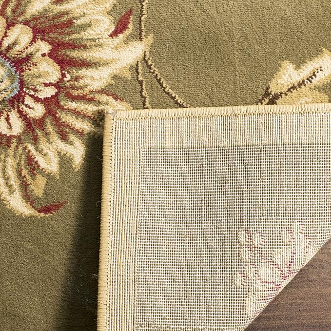 SAFAVIEH Lyndhurst Collection Area Rug - 5'3" x 7'6", Green & Multi, Traditional Floral Design, Non-Shedding & Easy Care, Ideal for High Traffic Areas in Living Room, Bedroom (LNH552-5291)