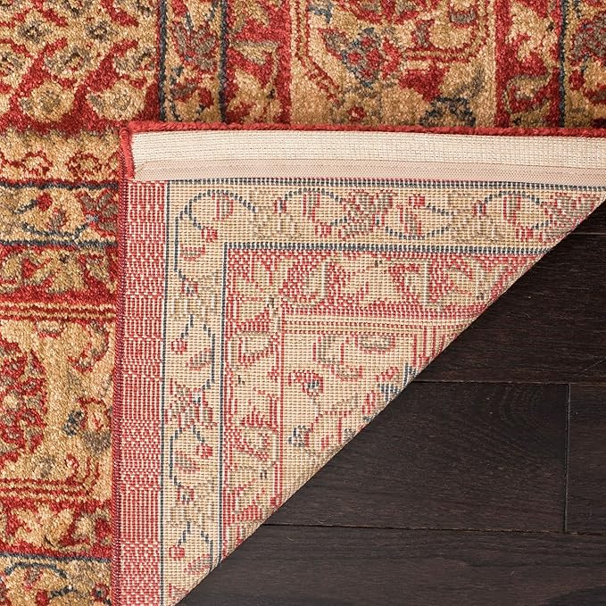 SAFAVIEH Mahal Collection X-Large Area Rug - 11' x 16', Red & Natural, Traditional Oriental Design, Non-Shedding & Easy Care, Ideal for High Traffic Areas in Living Room, Bedroom (MAH697A)