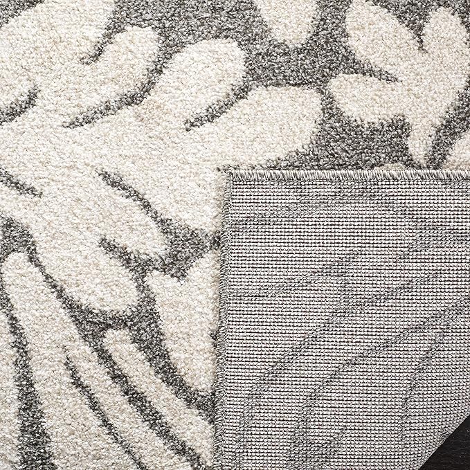 SAFAVIEH Amherst Collection Accent Rug - 2'6" x 4', Dark Grey & Beige, Floral Design, Non-Shedding & Easy Care, Ideal for High Traffic Areas in Entryway, Living Room, Bedroom (AMT425R)