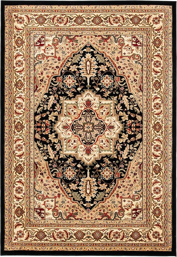 SAFAVIEH Lyndhurst Collection Area Rug - 6' x 9', Black & Beige, Traditional Oriental Design, Non-Shedding & Easy Care, Ideal for High Traffic Areas in Living Room, Bedroom (LNH330Z)