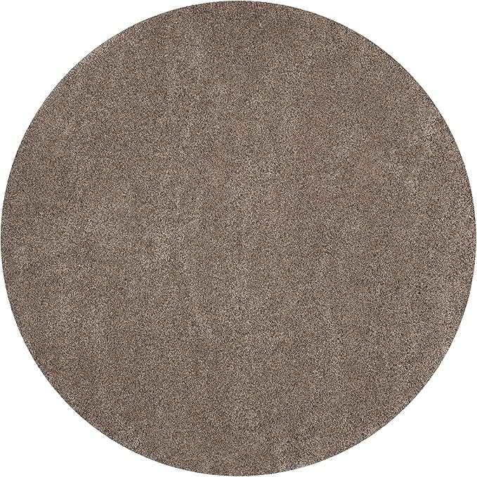 SAFAVIEH Santa Monica Shag Collection 6'7" Round Taupe SGN725 Solid Non-Shedding Living Room Bedroom Dining Room Entryway Plush 2-inch Thick Area Rug