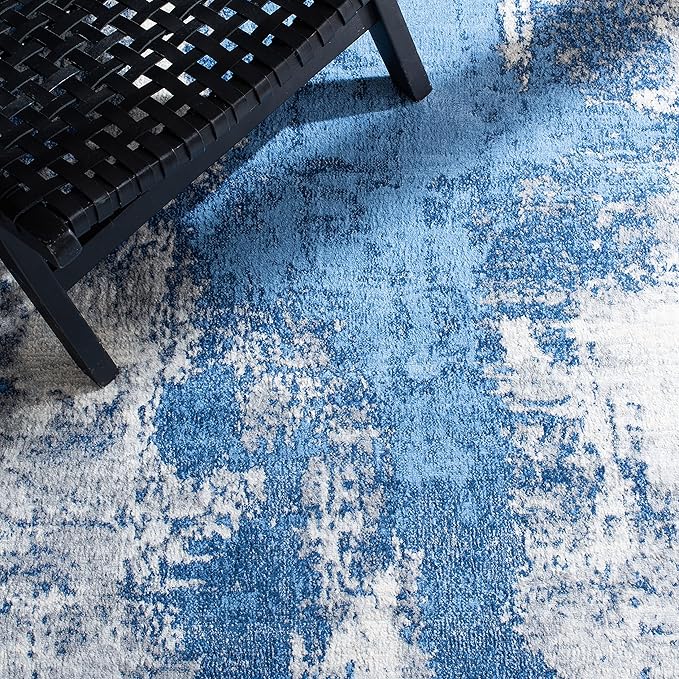 SAFAVIEH Jasper Collection Accent Rug - 3' x 5', Blue & Ivory, Modern Abstract Design, Non-Shedding & Easy Care, Ideal for High Traffic Areas in Entryway, Living Room, Bedroom (JSP101M)