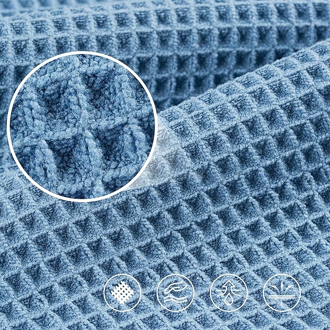 430 GSM Microfiber Oversize Quick Dry Lint Free Bath Towel, 60 x 30 in, 4 Pack (Waffle Weave)