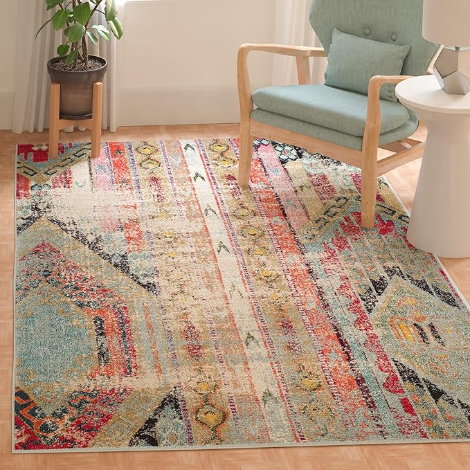 SAFAVIEH Area Rug 6x8 - Monaco Collection - Multi, Non-Shedding & Easy Cleaning, Ideal for Living Room, Bedroom, Office, Dining Space (MNC222F)