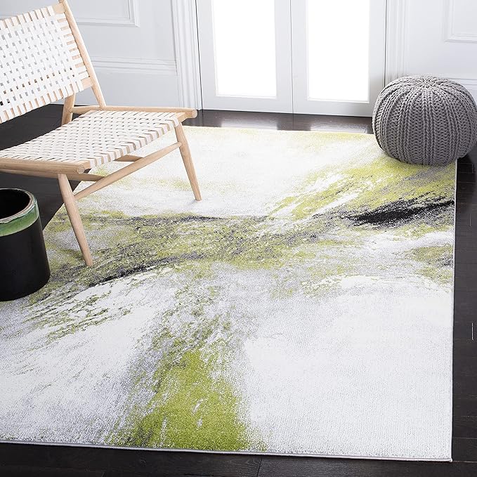 SAFAVIEH Galaxy Collection Area Rug - 9' x 12', Grey & Green, Modern Abstract Design, Non-Shedding & Easy Care, Ideal for High Traffic Areas in Living Room, Bedroom (GAL117F)