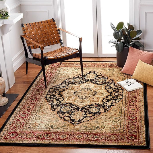 SAFAVIEH Lyndhurst Collection Area Rug - 6' x 9', Black & Red, Traditional Oriental Design, Non-Shedding & Easy Care, Ideal for High Traffic Areas in Living Room, Bedroom (LNH330Y)