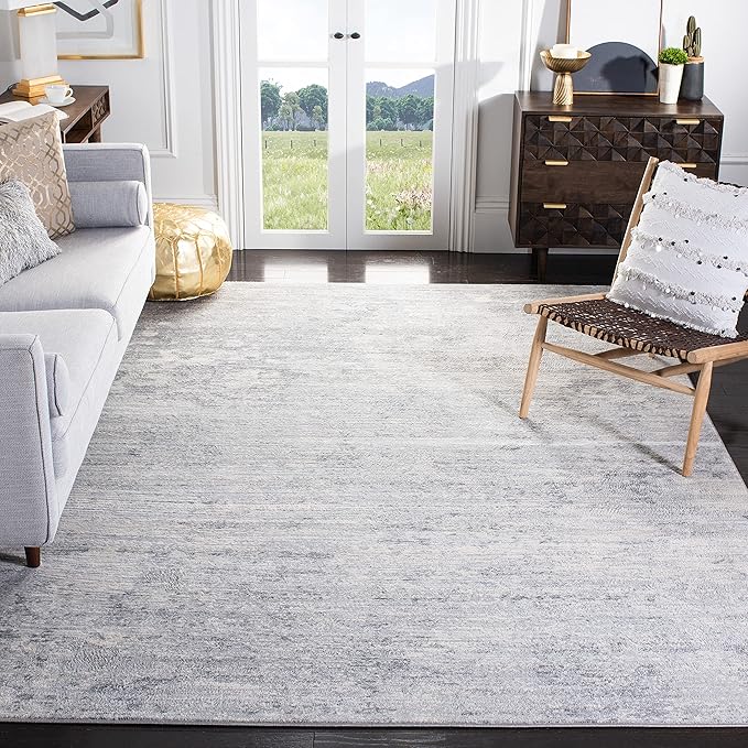 SAFAVIEH Brentwood Collection X-Large Area Rug - 12' x 18', Ivory & Grey, Modern Abstract Design, Non-Shedding & Easy Care, Ideal for High Traffic Areas in Living Room, Bedroom (BNT822A)